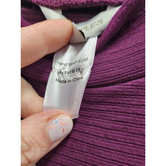 Multiples Tunic Top Womens Medium Artsy Purple Mock Neck Crossover Hem Casual - Picture 5 of 11